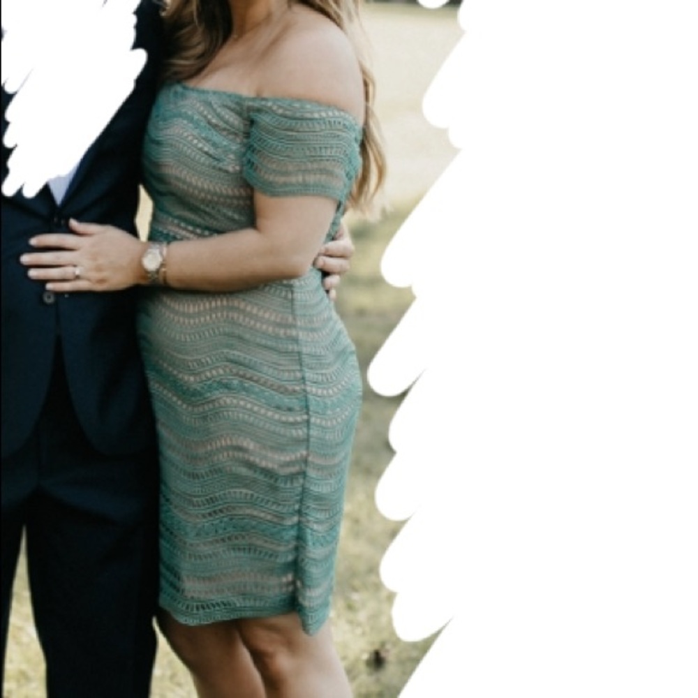 STYLESTALKER green +nude cocktail dress | size 8